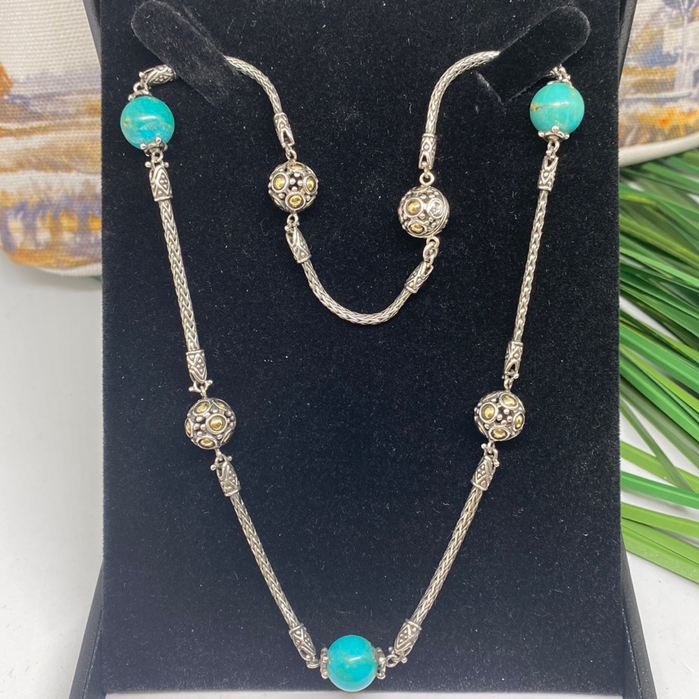 John Hardy Turquoise Jaisalmer 18K Silver Necklace